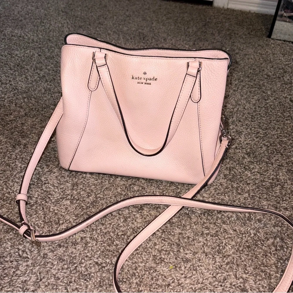 Kate Spade baby pink crossbody triple compartment hand bag